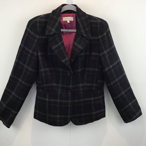 Talbots Outlet wool blend two button plaid lined two pocket blazer. Size 10 - Picture 1 of 7